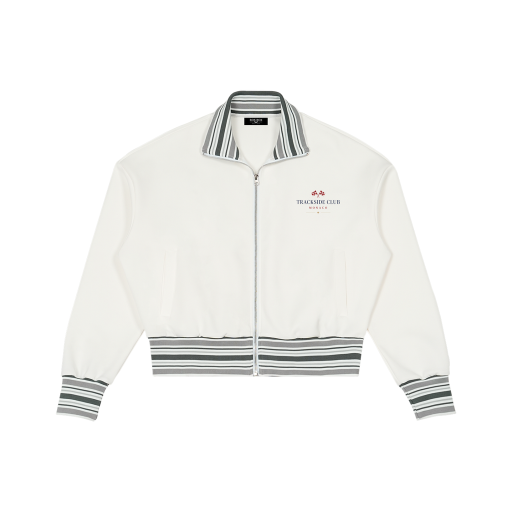 Striped Rib Collar Zip Jacket
