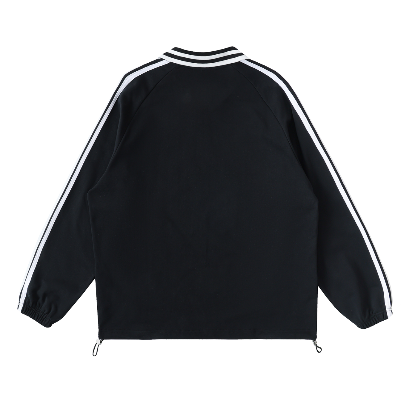 Oversized Contrast Striped Lapel Collar Sweatshirt