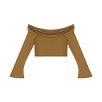 Women's Off-the-Shoulder Bell Sleeve Crop T-Shirt