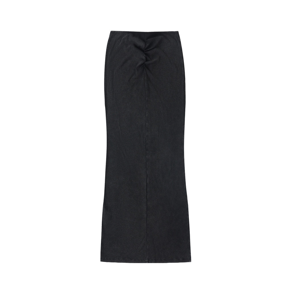 Dyed Washed Drawstring Maxi Skirt