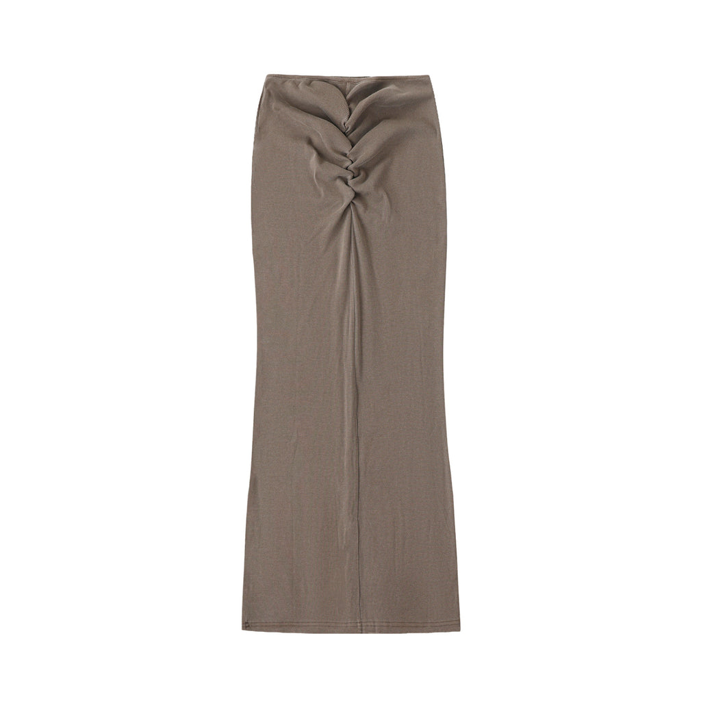 Dyed Washed Drawstring Maxi Skirt