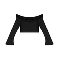 Women's Off-the-Shoulder Bell Sleeve Crop T-Shirt