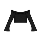 Women's Off-the-Shoulder Bell Sleeve Crop T-Shirt