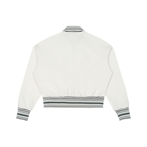 Box Box Boutique Unisex Striped Rib Collar Zip Jacket – Cotton Polyester Spandex