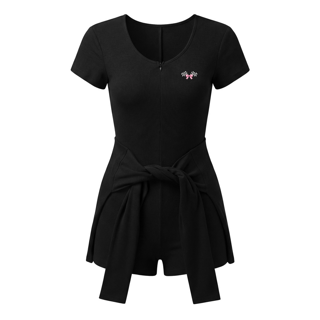 Women's Dual-Function Cape Tie-Waist Romper