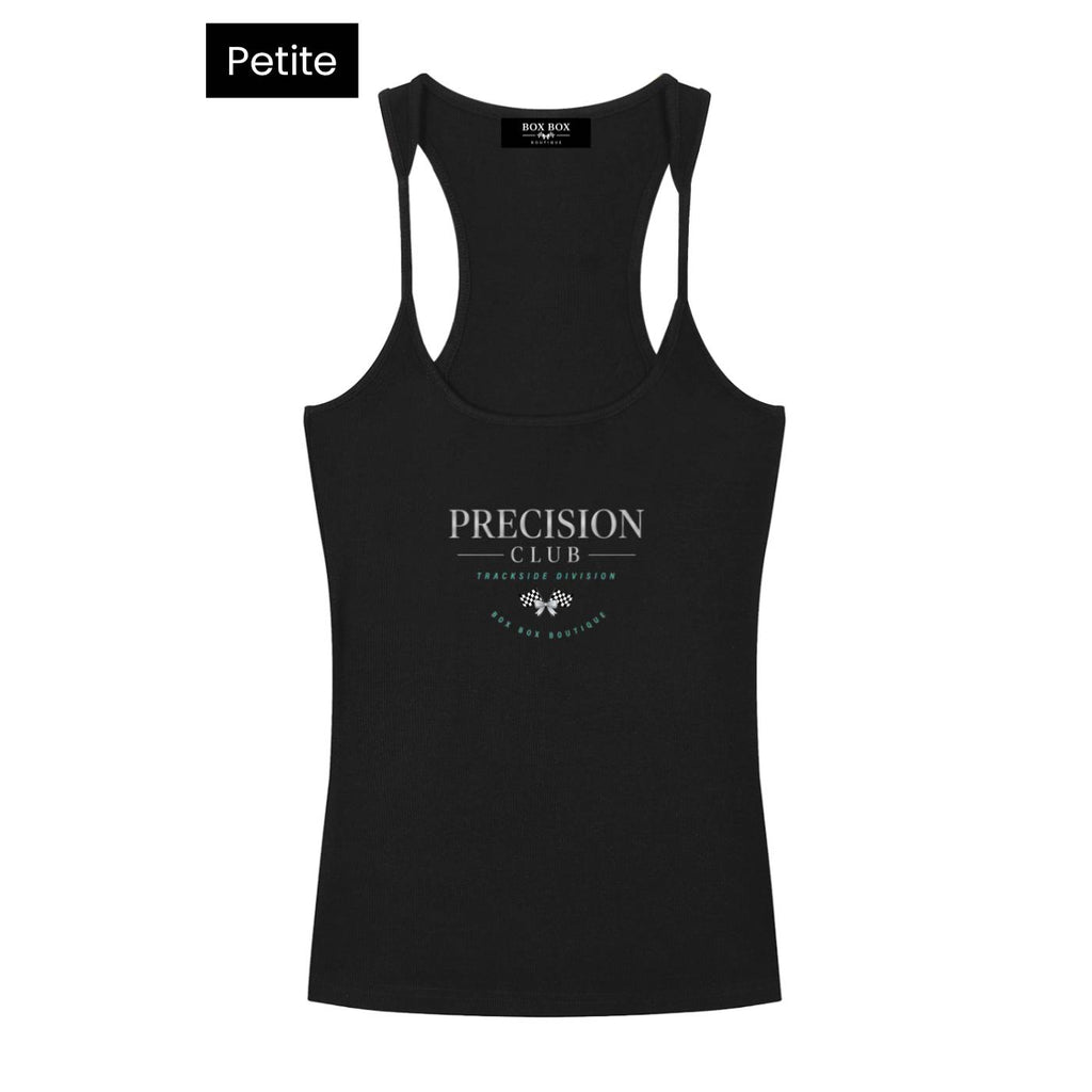 Petite Fit Precision Club Blk Ribbed Racerback Tank Top