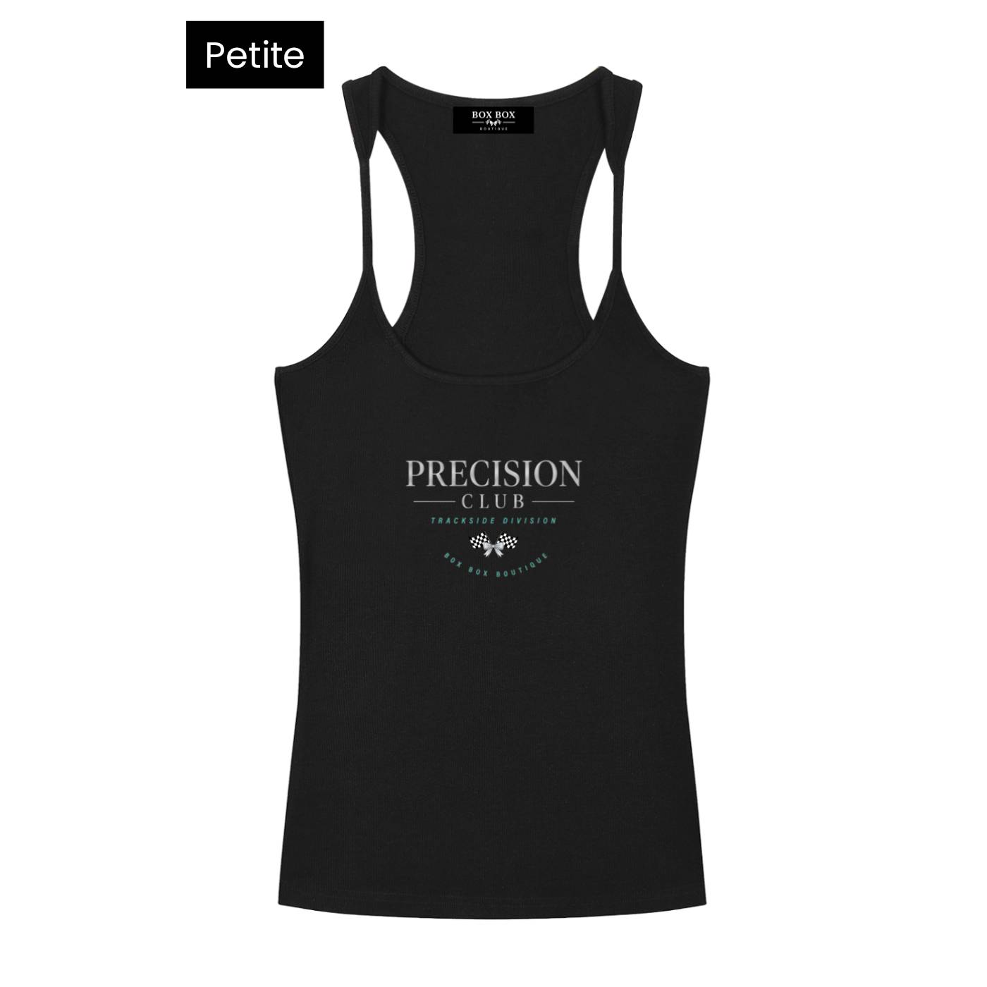Petite Fit Precision Club Blk Ribbed Racerback Tank Top