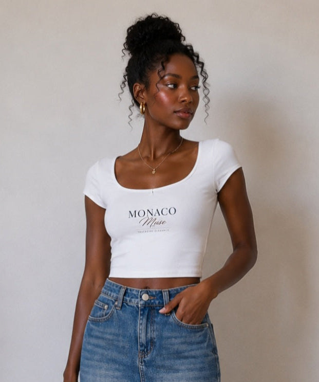 Monaco Muse Slim Cap Sleeve Crop T-Shirt