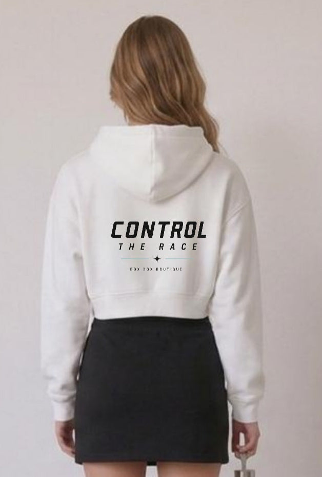 Box Box Boutique Control the Race Women's Cropped Hoodie – Control Essential, Cotton Blend