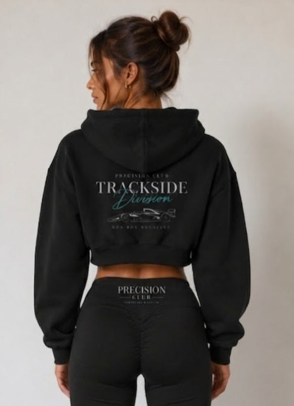 Box Box Boutique Women's Cropped Hoodie – Trackside Division Essential, Cotton Blend