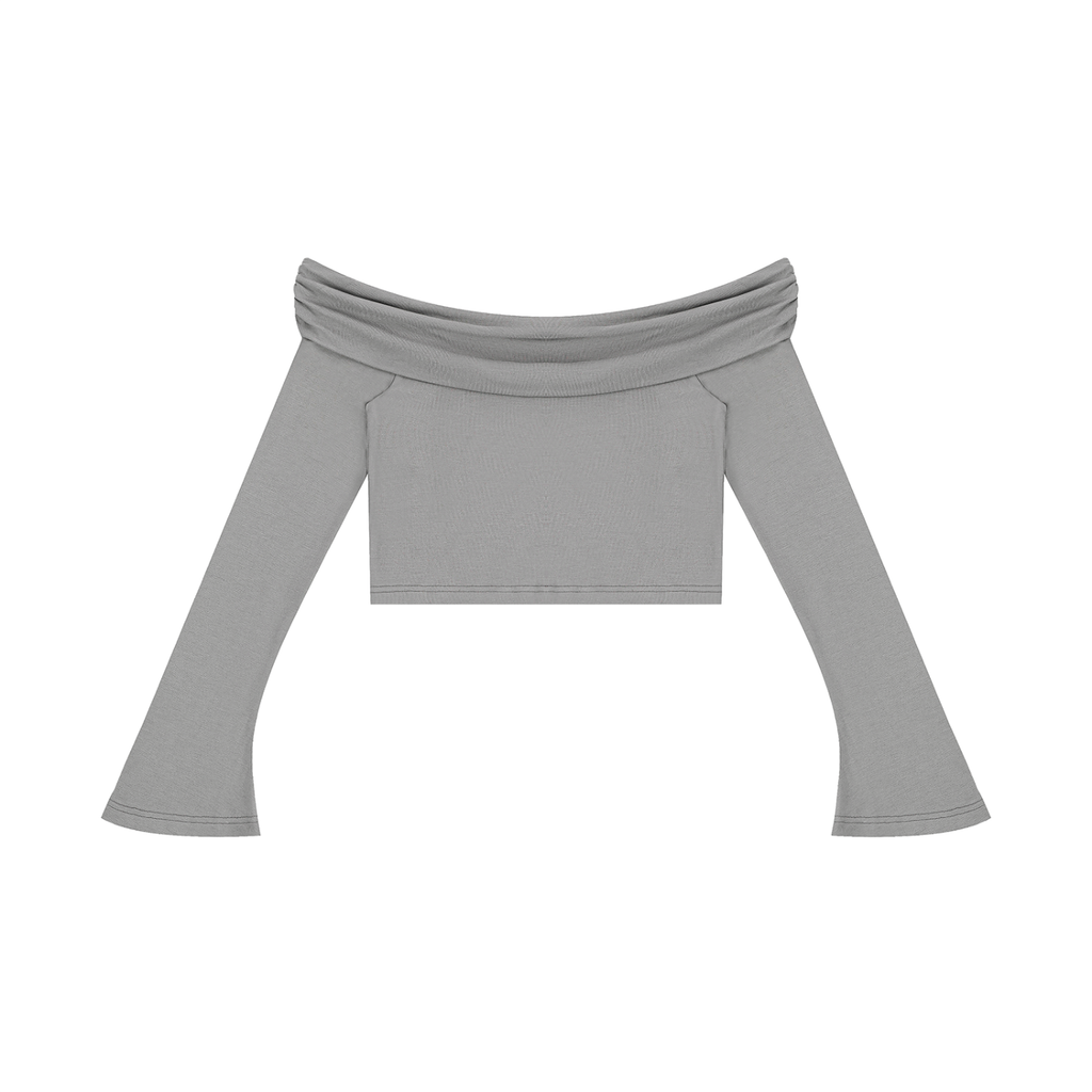 Women's Off-the-Shoulder Bell Sleeve Crop T-Shirt