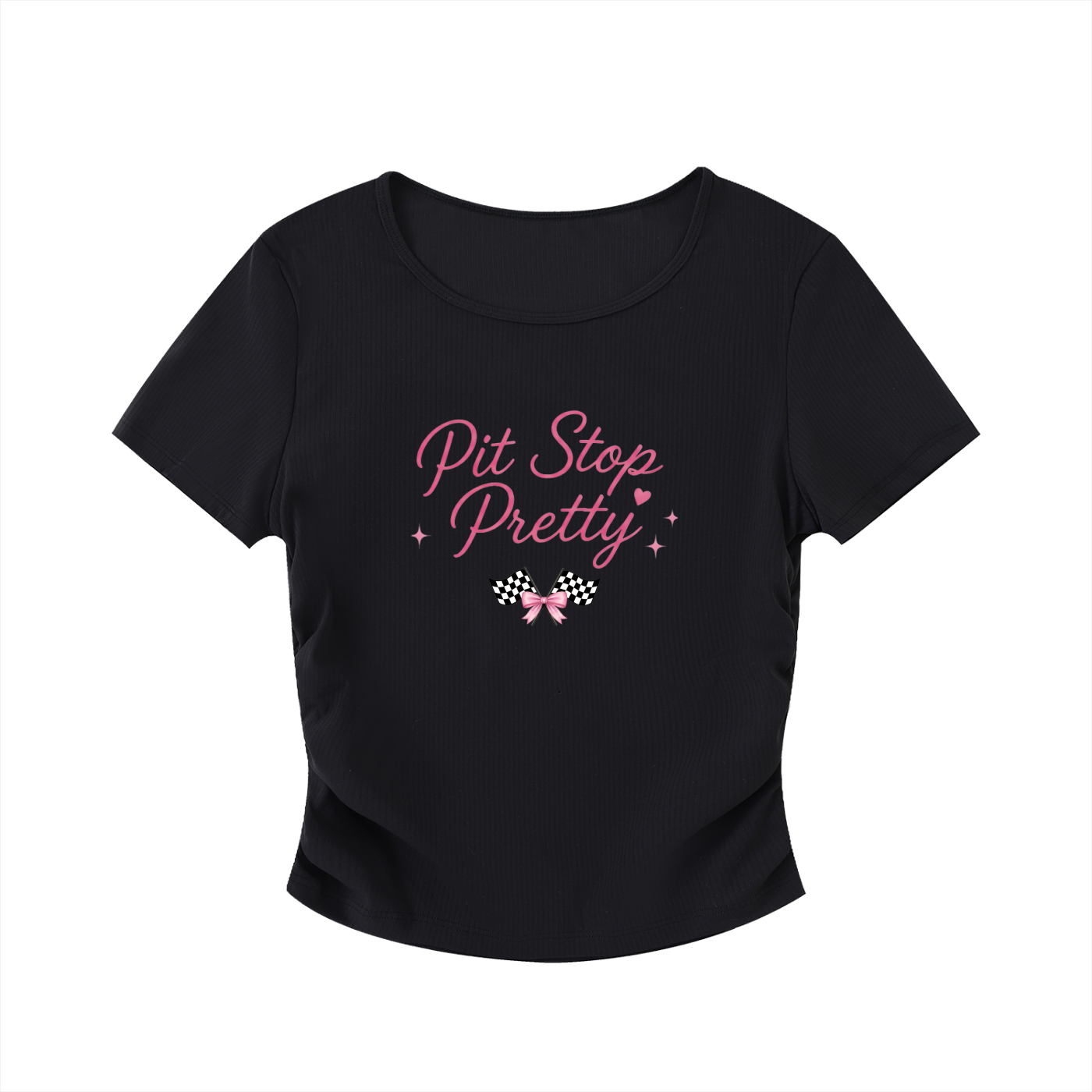 Pit Stop Pretty Ruched Bodycon Crop Top