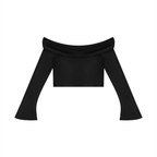 Women's Off-the-Shoulder Bell Sleeve Crop T-Shirt