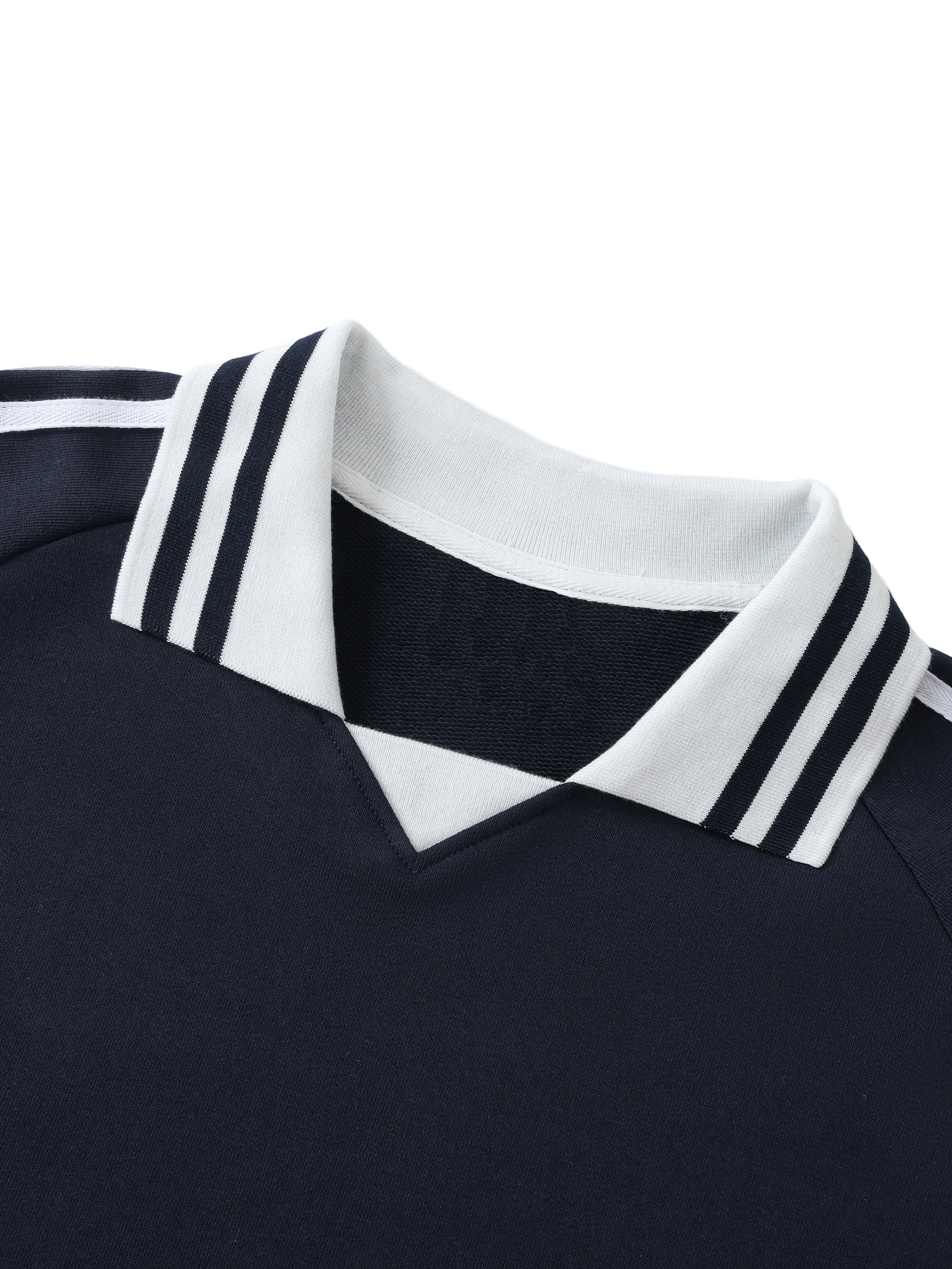 Oversized Contrast Striped Lapel Collar Sweatshirt