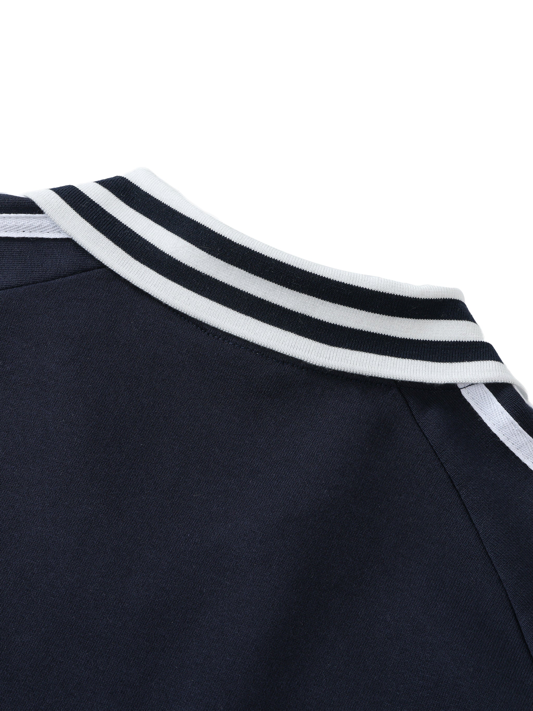 Oversized Contrast Striped Lapel Collar Sweatshirt