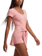 Women's Dual-Function Cape Tie-Waist Romper