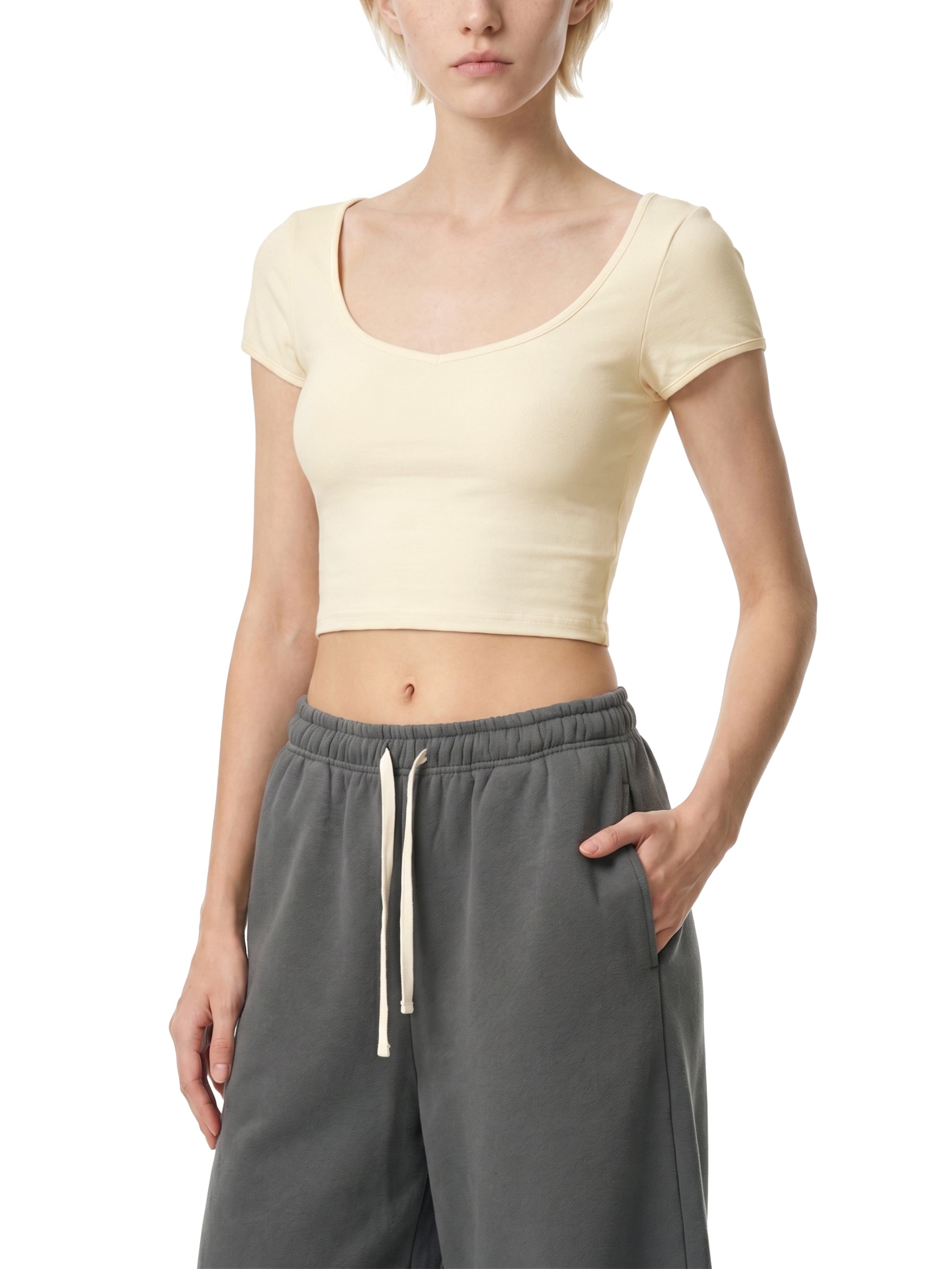 Monaco Muse Slim Cap Sleeve Crop T-Shirt