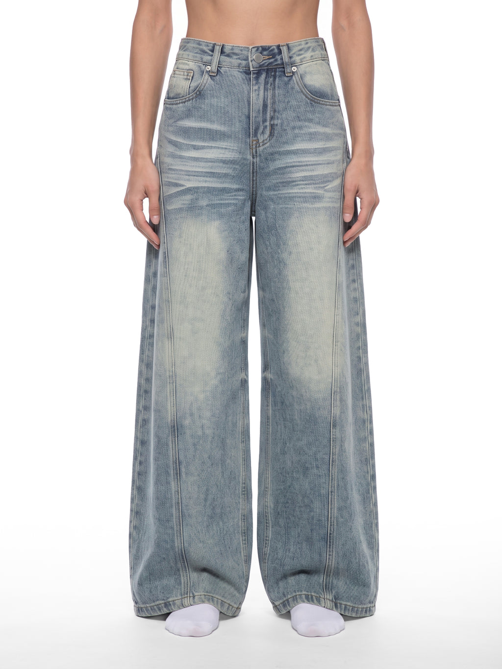 Box Box Boutique Vintage Wash Wide Leg Denim Jeans