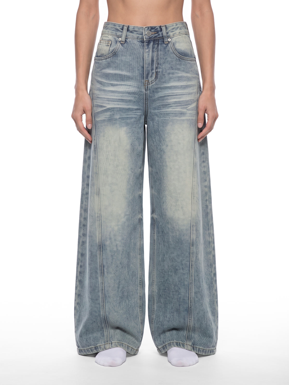 Box Box Boutique Vintage Wash Wide Leg Denim Jeans