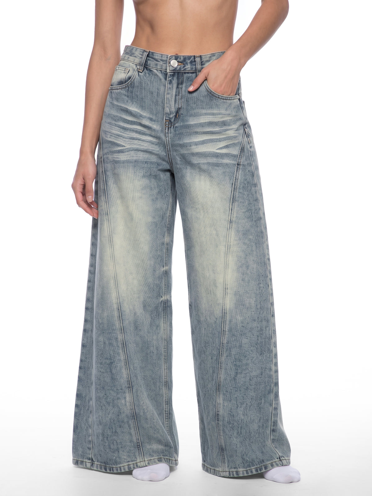 Box Box Boutique Vintage Wash Wide Leg Denim Jeans